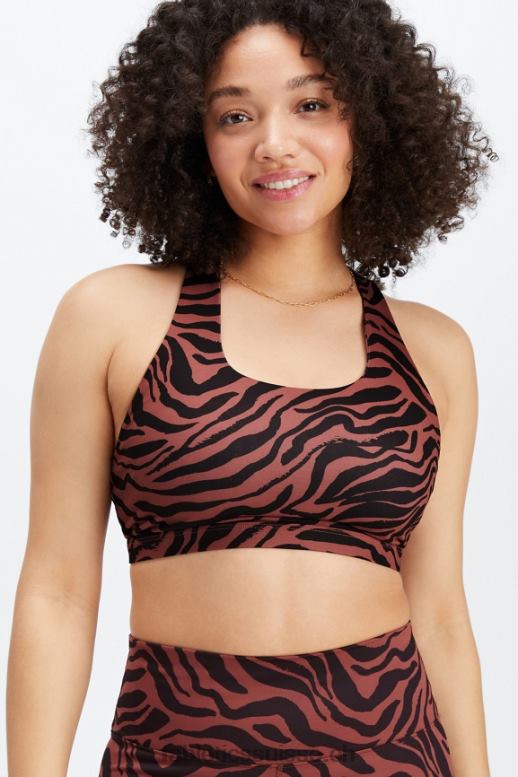 femmes soutien-gorge de sport à impact moyen boost 122 B0B6R1792 trait de zèbre acajou/noir Fabletics