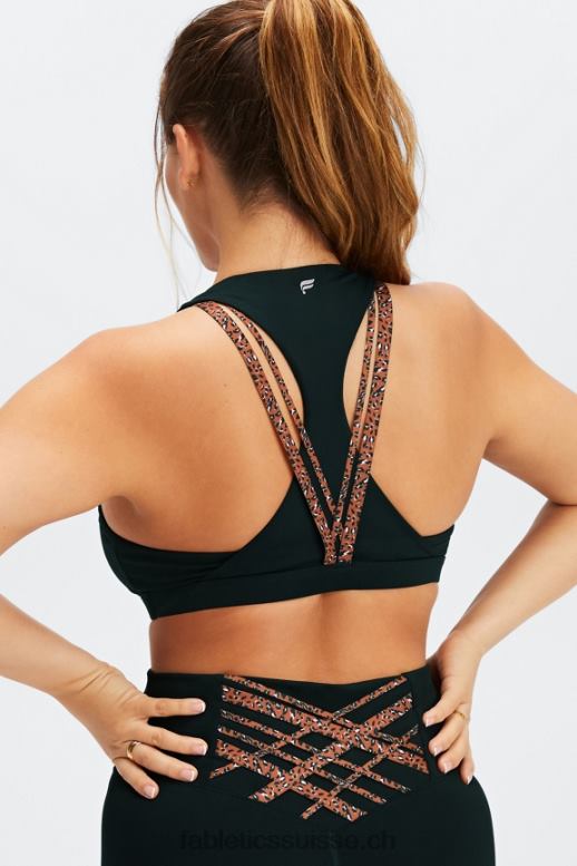 femmes soutien-gorge de sport à impact moyen boost 122 B0B6R1794 leo ondulé noir/ocre brûlé Fabletics