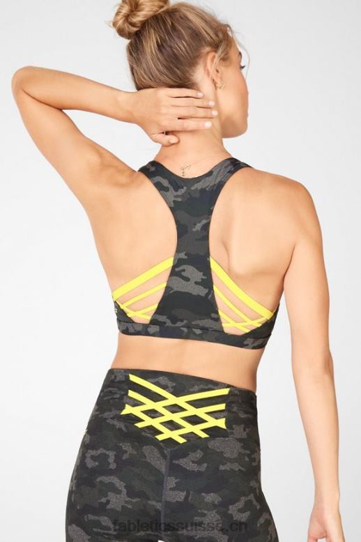 femmes soutien-gorge de sport à impact moyen boost 126 B0B6R1813 camouflage anthracite/feuille Fabletics