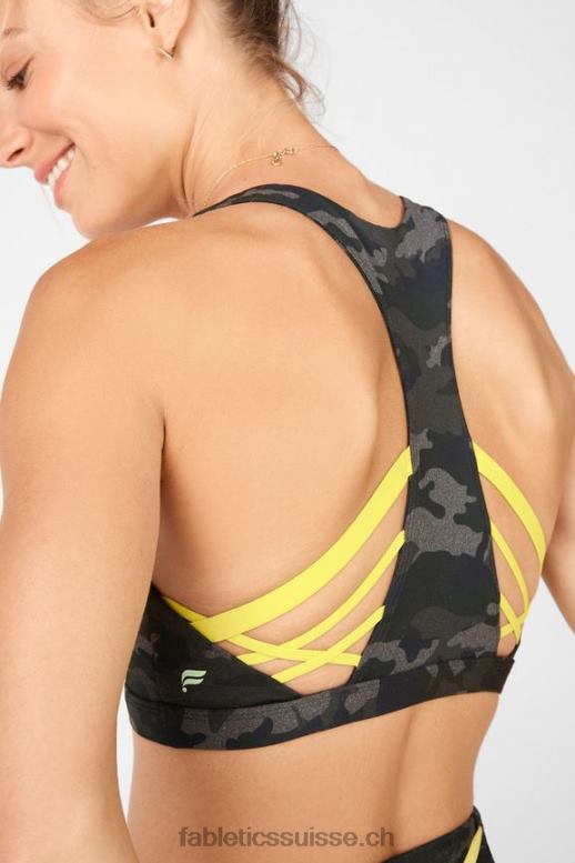 femmes soutien-gorge de sport à impact moyen boost 126 B0B6R1813 camouflage anthracite/feuille Fabletics