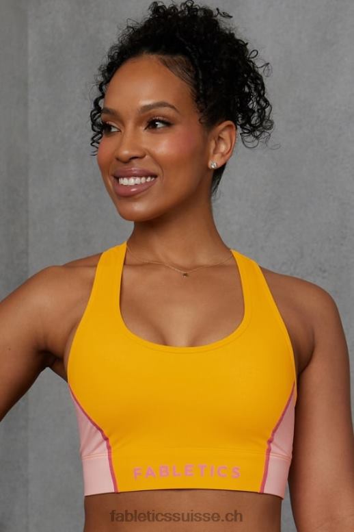 femmes soutien-gorge de sport à impact moyen en déplacement 111 B0B6R1738 soleil de l'après-midi/crème au beurre rose Fabletics