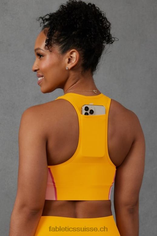 femmes soutien-gorge de sport à impact moyen en déplacement 111 B0B6R1738 soleil de l\'après-midi/crème au beurre rose Fabletics