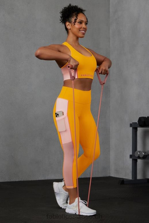 femmes soutien-gorge de sport à impact moyen en déplacement 111 B0B6R1738 soleil de l\'après-midi/crème au beurre rose Fabletics