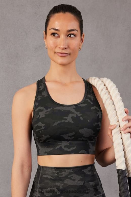 femmes soutien-gorge de sport à impact moyen en déplacement 112 B0B6R1742 camouflage anthracite Fabletics