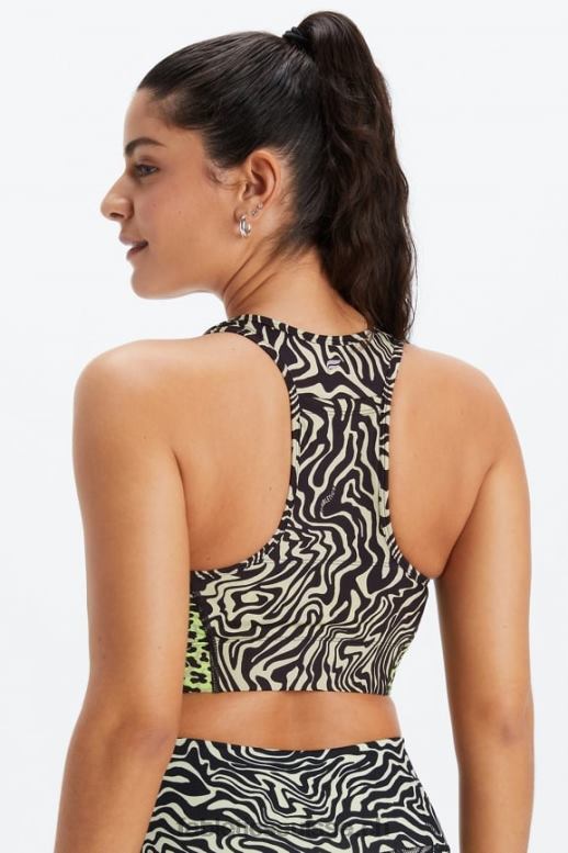 femmes soutien-gorge de sport à impact moyen en déplacement 113 B0B6R1746 zèbre marbré/surligneur guépard ondulé Fabletics