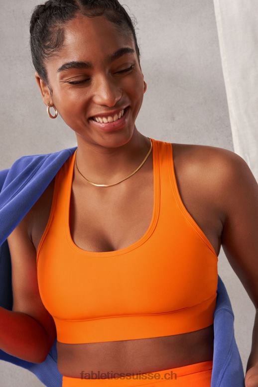femmes soutien-gorge de sport à impact moyen en déplacement 114 B0B6R1749 orange clignotant Fabletics