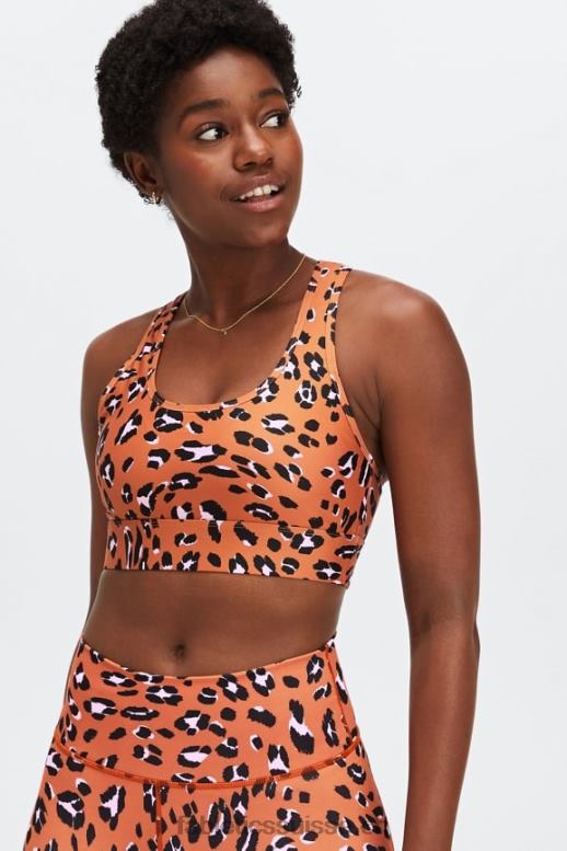 femmes soutien-gorge de sport à impact moyen en déplacement 115 B0B6R1755 lion ondulé ocre brûlé Fabletics