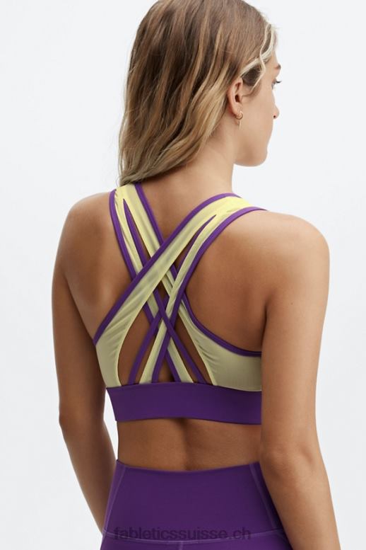 femmes soutien-gorge de sport à impact moyen faye B0B6R1908 baiser aux baies/crème au citron Fabletics