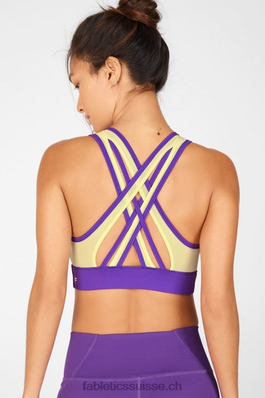 femmes soutien-gorge de sport à impact moyen faye B0B6R1908 baiser aux baies/crème au citron Fabletics