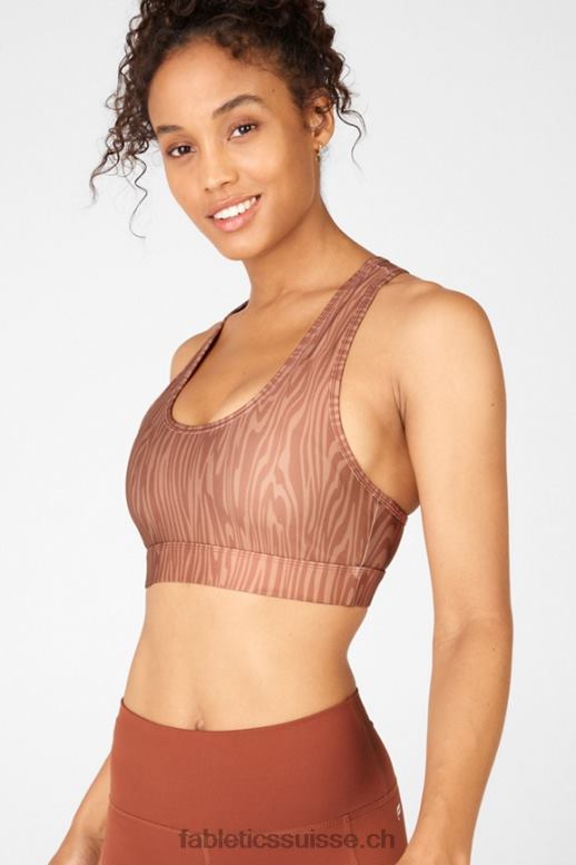 femmes soutien-gorge de sport à impact moyen imprimé sauge B0B6R1918 grain de bois Fabletics