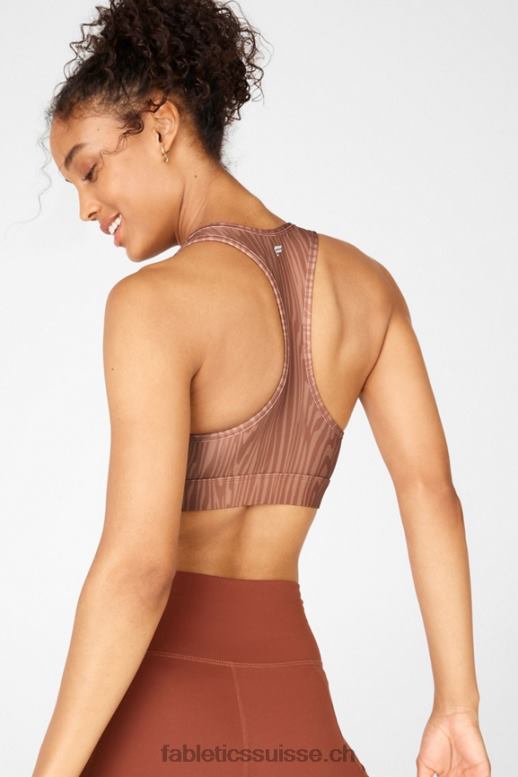 femmes soutien-gorge de sport à impact moyen imprimé sauge B0B6R1918 grain de bois Fabletics
