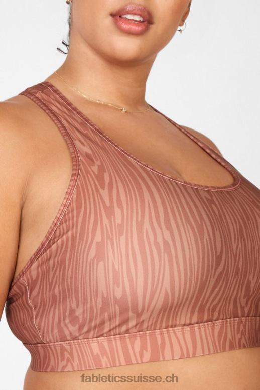 femmes soutien-gorge de sport à impact moyen imprimé sauge B0B6R1919 grain de bois Fabletics