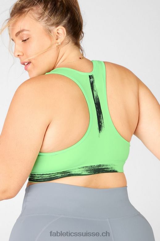femmes soutien-gorge de sport à impact moyen imprimé sauge B0B6R1942 perruche/coup de pinceau Fabletics