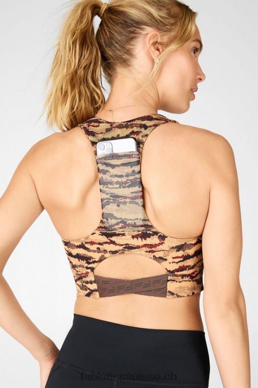 femmes soutien-gorge de sport à impact moyen midi on-the-go 131 B0B6R1842 logo tigresse de cacao/cacao Fabletics