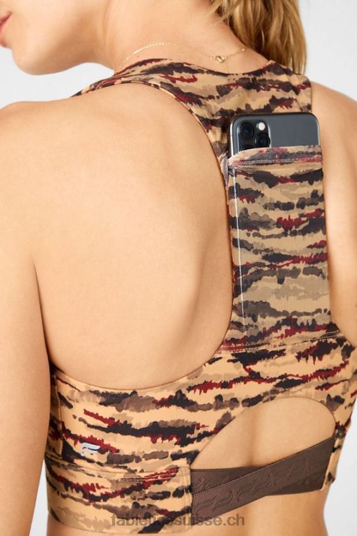 femmes soutien-gorge de sport à impact moyen midi on-the-go 131 B0B6R1842 logo tigresse de cacao/cacao Fabletics