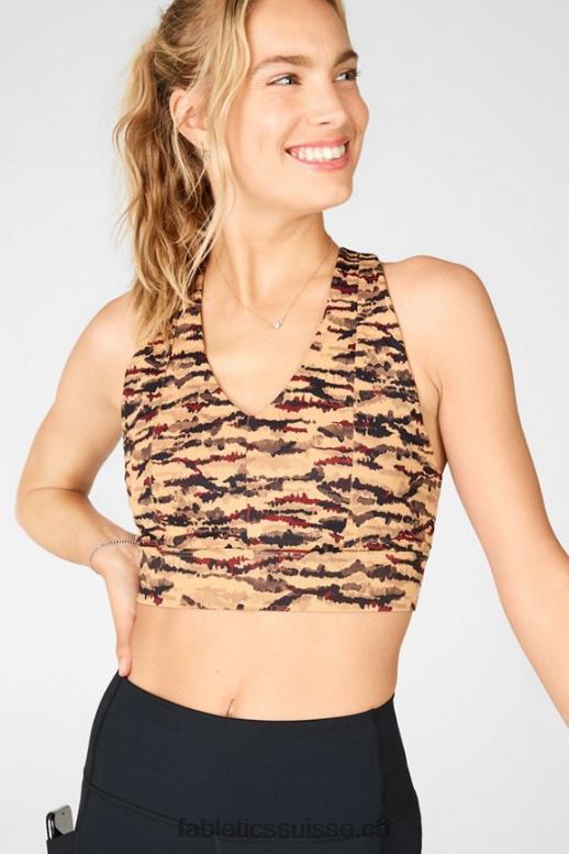 femmes soutien-gorge de sport à impact moyen midi on-the-go 131 B0B6R1842 logo tigresse de cacao/cacao Fabletics