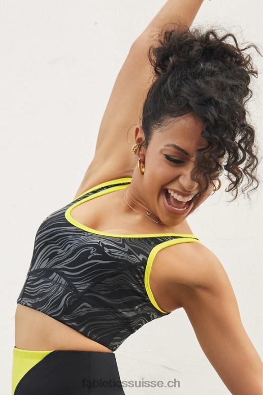 femmes soutien-gorge de sport à impact moyen prue B0B6R1940 noir petit marbré/zeste Fabletics