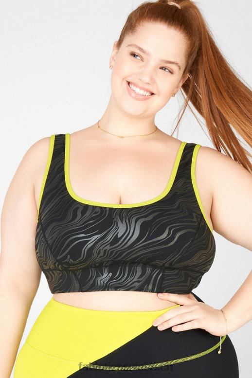 femmes soutien-gorge de sport à impact moyen prue B0B6R1940 noir petit marbré/zeste Fabletics