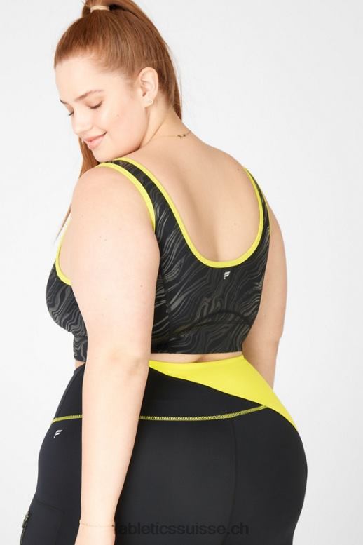 femmes soutien-gorge de sport à impact moyen prue B0B6R1940 noir petit marbré/zeste Fabletics