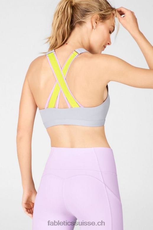 femmes soutien-gorge de sport à impact moyen vera B0B6R1931 gris brume/citron/violet ciel Fabletics