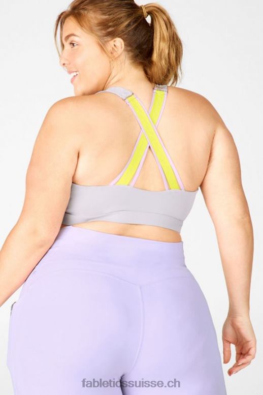 femmes soutien-gorge de sport à impact moyen vera B0B6R1932 gris brume/citron/violet ciel Fabletics
