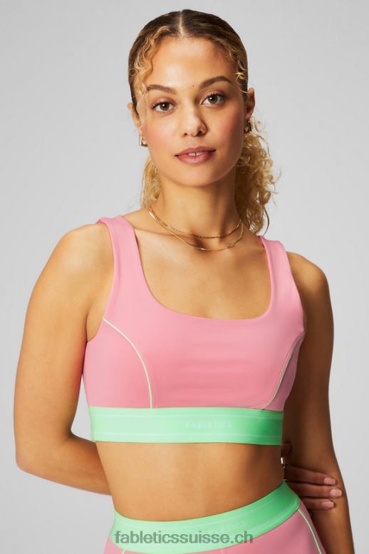 femmes soutien-gorge de sport passepoilé impact moyen B0B6R1815 fard à joues/lime sucrée Fabletics