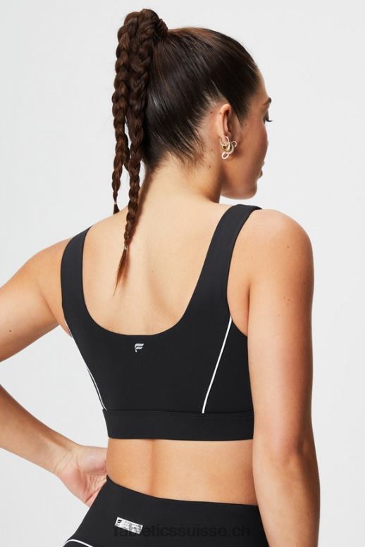 femmes soutien-gorge de sport passepoilé impact moyen B0B6R1844 noir/blanc classique Fabletics