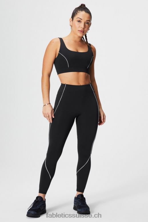 femmes soutien-gorge de sport passepoilé impact moyen B0B6R1844 noir/blanc classique Fabletics