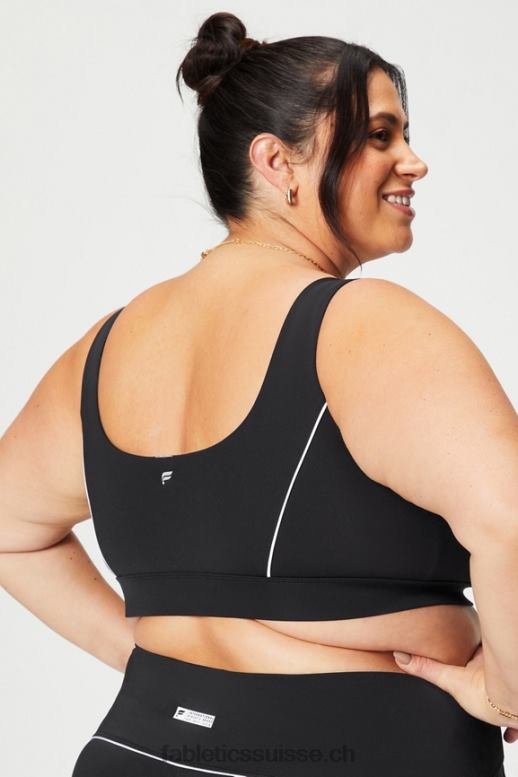 femmes soutien-gorge de sport passepoilé impact moyen B0B6R1845 noir/blanc classique Fabletics