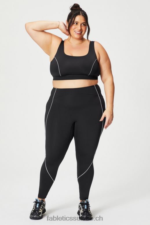 femmes soutien-gorge de sport passepoilé impact moyen B0B6R1845 noir/blanc classique Fabletics