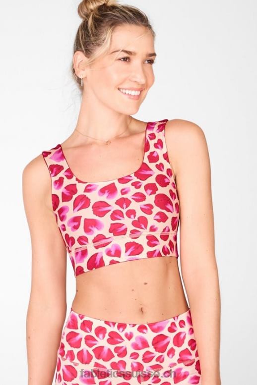 femmes soutien-gorge de sport réversible à impact moyen harlow B0B6R1873 kaki/ pétales de rose Fabletics