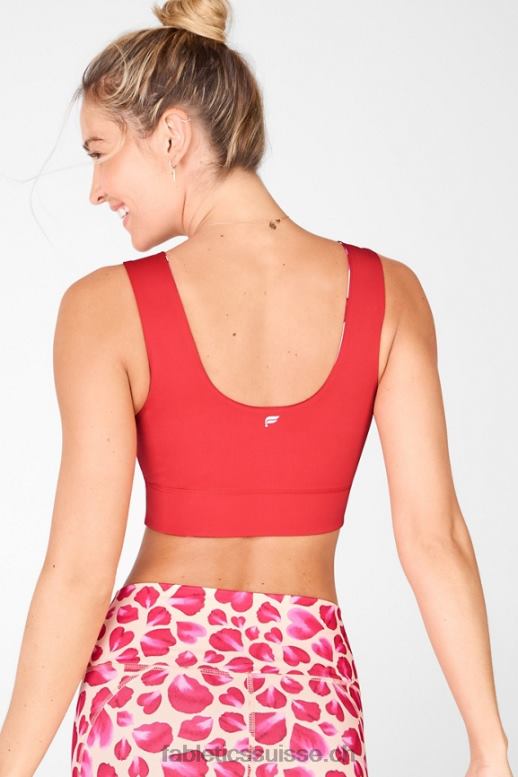 femmes soutien-gorge de sport réversible à impact moyen harlow B0B6R1873 kaki/ pétales de rose Fabletics