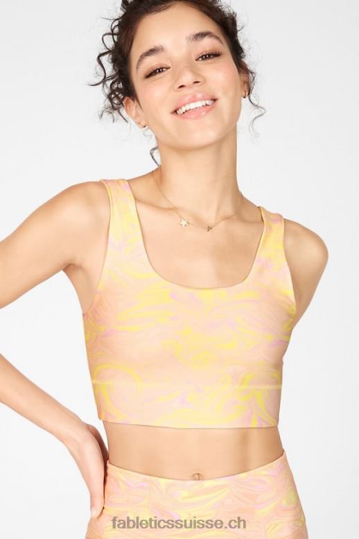 femmes soutien-gorge de sport réversible à impact moyen harlow B0B6R1874 marbre/crème citron Fabletics