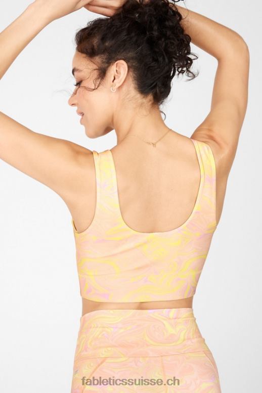 femmes soutien-gorge de sport réversible à impact moyen harlow B0B6R1874 marbre/crème citron Fabletics