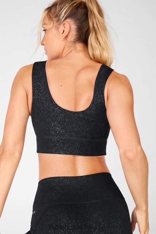 femmes soutien-gorge de sport réversible à impact moyen harlow B0B6R1876 paillettes noires claires / tarte sucrée Fabletics