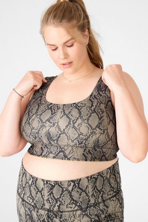 femmes soutien-gorge de sport réversible à impact moyen harlow B0B6R1877 reptile vert/feuille Fabletics