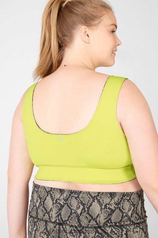 femmes soutien-gorge de sport réversible à impact moyen harlow B0B6R1877 reptile vert/feuille Fabletics