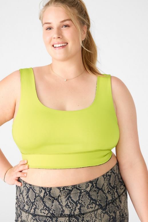 femmes soutien-gorge de sport réversible à impact moyen harlow B0B6R1877 reptile vert/feuille Fabletics