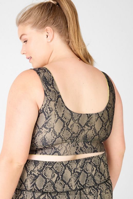 femmes soutien-gorge de sport réversible à impact moyen harlow B0B6R1877 reptile vert/feuille Fabletics