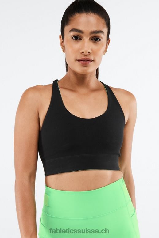 femmes soutien-gorge de sport réversible simone sculptknit B0B6R1863 noir/feuille de printemps Fabletics