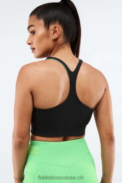 femmes soutien-gorge de sport réversible simone sculptknit B0B6R1863 noir/feuille de printemps Fabletics