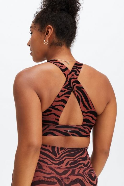 femmes soutien-gorge de sport twist oasis 109 B0B6R1720 trait de zèbre en acajou Fabletics