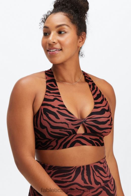 femmes soutien-gorge de sport twist oasis 109 B0B6R1720 trait de zèbre en acajou Fabletics