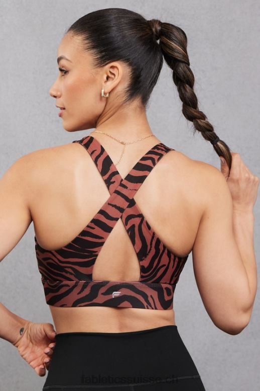 femmes soutien-gorge de sport twist oasis 109 B0B6R1720 trait de zèbre en acajou Fabletics