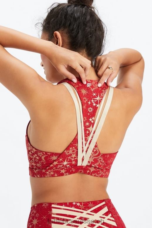 femmes soutien-gorge sport impact moyen boost 120 B0B6R1783 poussière d'étoile rouge foncé / or Fabletics