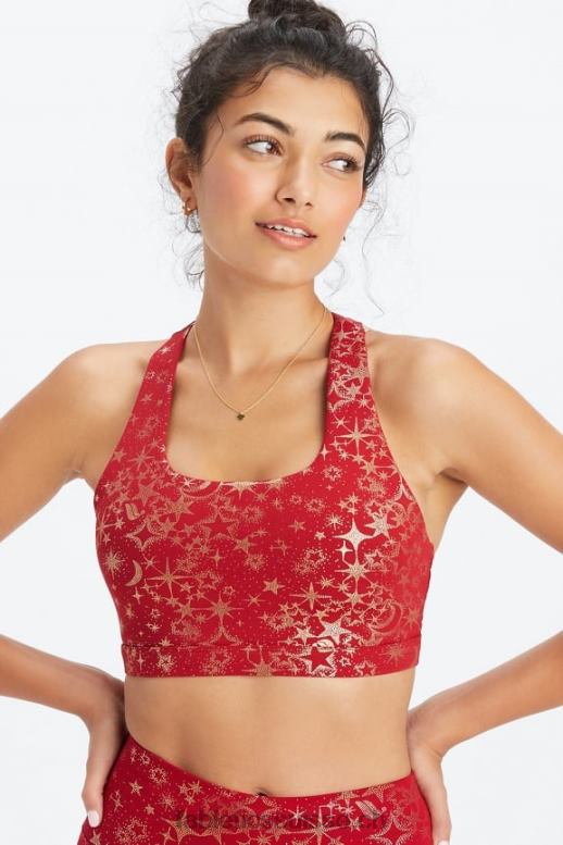 femmes soutien-gorge sport impact moyen boost 120 B0B6R1783 poussière d\'étoile rouge foncé / or Fabletics