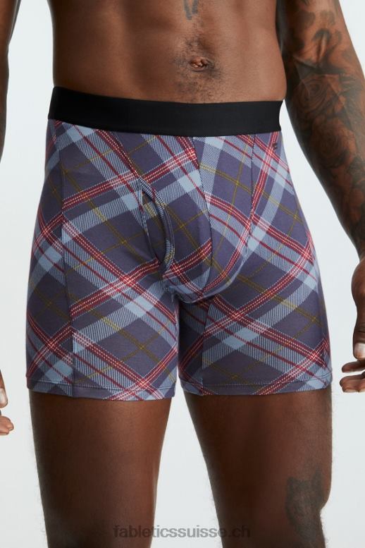 Hommes le boxer 24-7 199 B0B6R3771 tartan bleu marine classique Fabletics