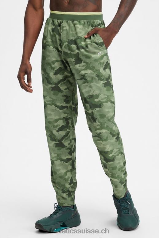 Hommes le pantalon fondamental B0B6R3077 camouflage vert tactique Fabletics