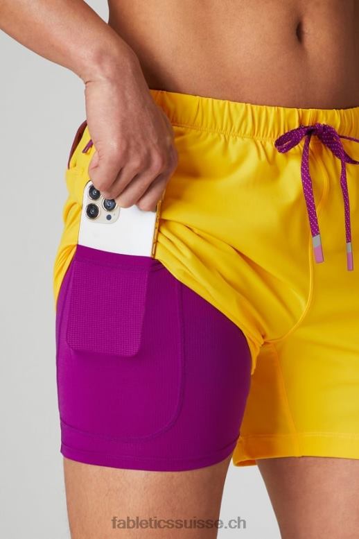Hommes celui court (doublé) 139 B0B6R3171 Coucher de soleil jaune Fabletics