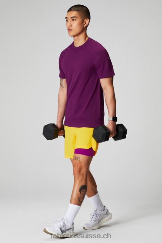 Hommes celui court (doublé) 139 B0B6R3171 Coucher de soleil jaune Fabletics